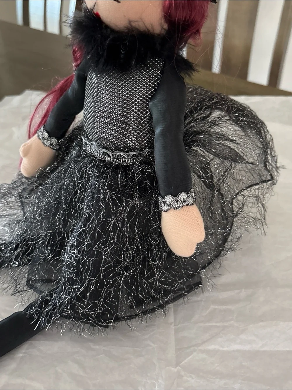 Happy Witch Doll with Red Hair and Black  Silver Outfit